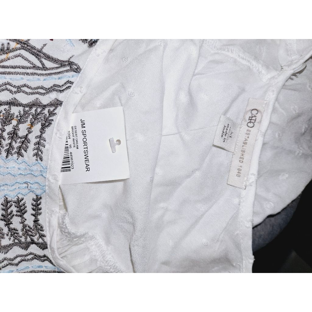 Cato White Embroidered XL womens peasant bohemian Renaissance swiss dot blouse - Picture 4 of 5
